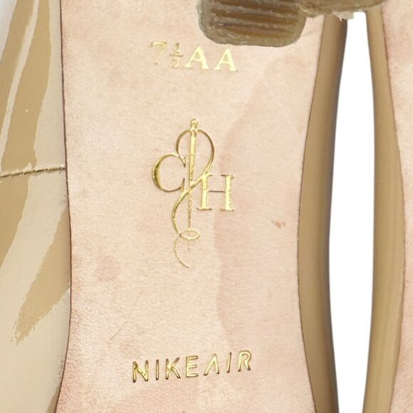 Cole Haan Nike Air Pumps Heels Nude Tan Patent Leather Platform Size 7.5 AA - Picture 10 of 14